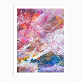 Abstract Painting, Acrylic On Canvas, Pink Color Art Print