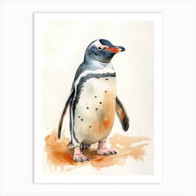 Humboldt Penguin Stewart Island Ulva Island Watercolour Painting 1 Art Print