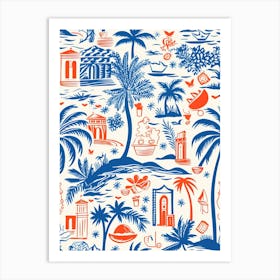 Playa Del Carmen Mexico, Inspired Travel Pattern 3 Art Print