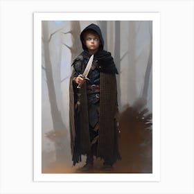 Warrior boy with knife. Leonardo Lionhart Art Print