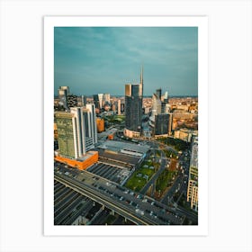 Città al Tramonto: Milano Sotto lo Sguardo del Drone Art Print