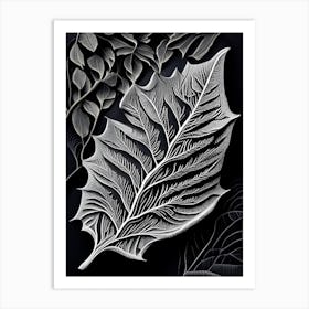 Ash Leaf Linocut 2 Art Print