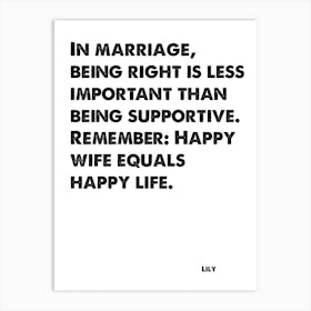 How I Met Your Mother, Lily, Quote, Happy Wife Happy Life, Wall Print, Wall Art, Print, Art Print