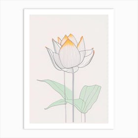 Lotus Flower In Garden Minimal Line Drawing 5 Art Print