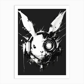 Rabbit With Headphones Art Print