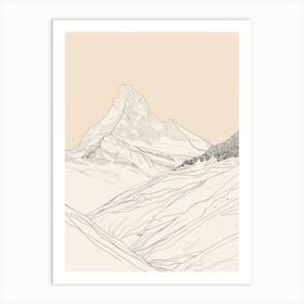 Grossglockner Austria Color Line Drawing (7) Art Print