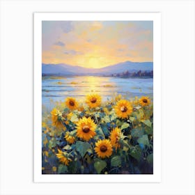 Sunset Sunflowers Art Print