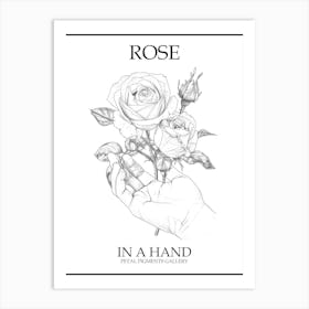 Rose In A Hand Line Drawing 1 Poster Art Print