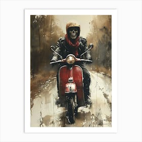 Skeleton On A Moped 5 Art Print