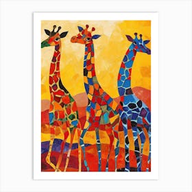 Geometric Warm Tone Giraffes 2 Art Print