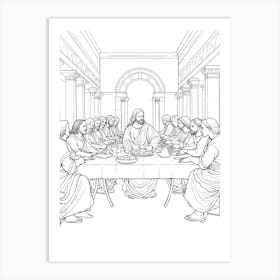 Line Art Inspired By The Last Supper 9 Art Print