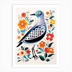 Scandinavian Bird Illustration Grey Plover Art Print