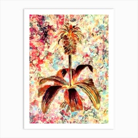 Impressionist Eucomis Regia Botanical Painting in Blush Pink and Gold Art Print