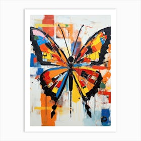 Butterfly yellow in Basquiat's Style Art Print