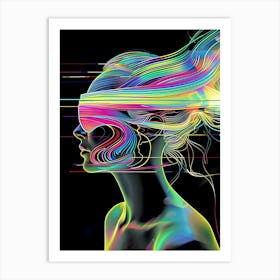 Cyberpunk, trippy, artwork print, "High Vibration" Art Print