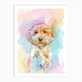 Portuguese Water Dog Dog Pastel Line Illustration 1 Art Print