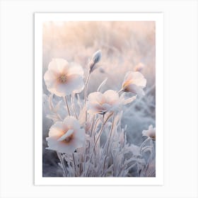 Frosty Botanical Evening Primrose 2 Art Print