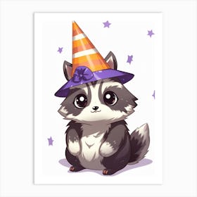 Cute Kawaii Cartoon Raccoon 26 Art Print