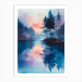 Watercolor Misty Morning Art Print