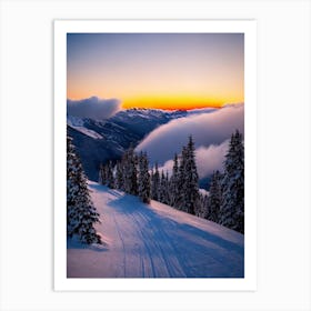 Val Thorens, France 2 Sunrise Skiing Poster Art Print