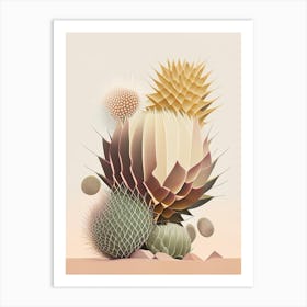 Ferocactus Cactus Neutral Abstract 2 Art Print