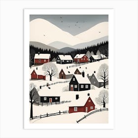 Scandinavian Village Scene Painting (2) Art Print