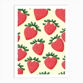 Strawberry Repeat Pattern, Fruit, Marker Art Illustration 2 Art Print