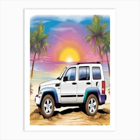 Jeep On The Beach Art Print