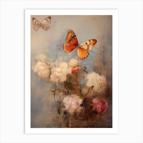 Butterflies & Peonies Redon Inspired Art Print