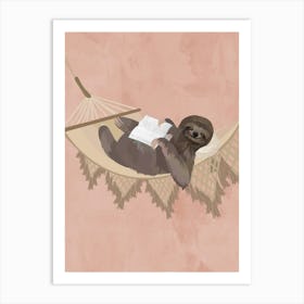 Sloth Reading In A Hammock 1 Art Print