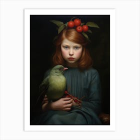 Girl With A Bird Art Print