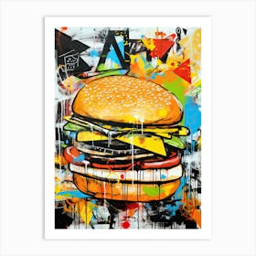 Burger colourful graffiti food Basquiat style Art Print