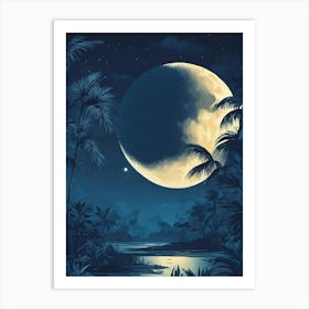 Full Moon In The Jungle Art Print