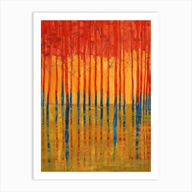 Red And Blue Trees Art Print