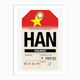 Hanoi (HAN) Vietnam Vintage Airline Luggage Tag Art Print