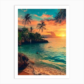 Sunset At The Beach 10 Art Print