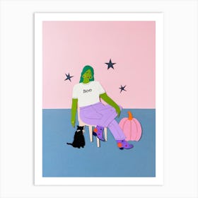 Boo Halloween Witch Babe Art Print