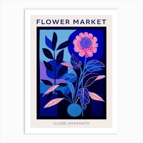Blue Flower Market Poster Globe Amaranth 2 Art Print