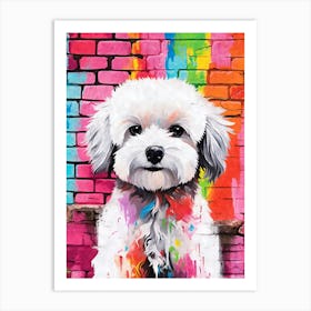 Aesthetic Maltese Dog Puppy Brick Wall Graffiti Artwork Art Print