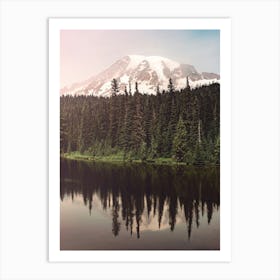 Mt Rainier Summer Morning Lake Reflection Art Print