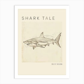 Bull Shark Vintage Illustration 1 Poster Art Print