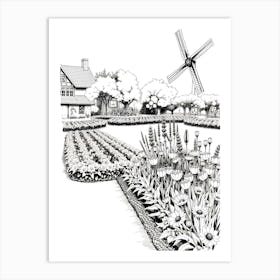 Windmill In The Garden 4 Art Print