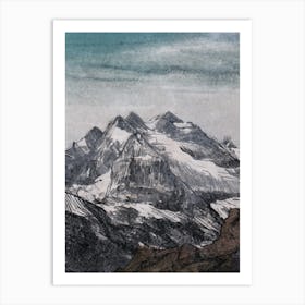 Mountain Colour Sketch Art Print