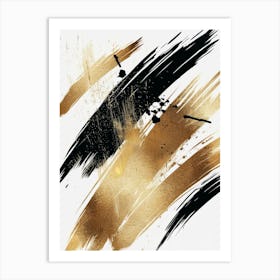 Gold Brush Strokes Canvas Print 5 Art Print