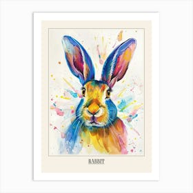 Rabbit Colourful Watercolour 2 Poster Art Print
