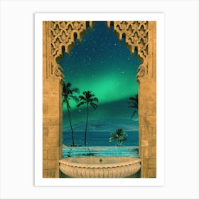 Tropical Starry Night Paradise Art Print