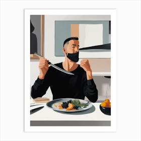 Illustration Of A Man Eating Art Print