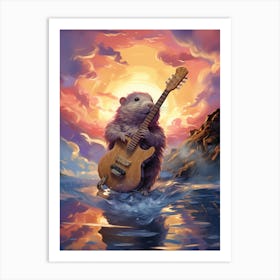 Rat Playing Guitar Art Print