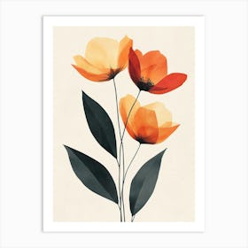 Orange Flowers Canvas Print Art Print