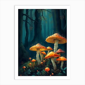 Mushrooms In The Forest 4 Art Print